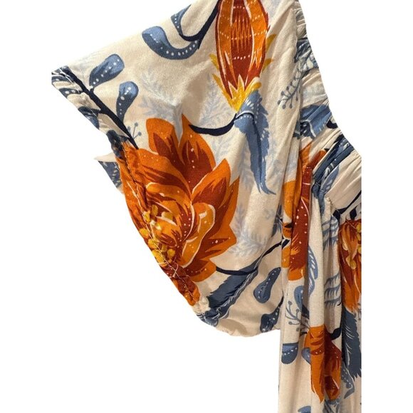 Anthropologie Floral Maxi Dress - Orange and Blue - Picture 6 of 8